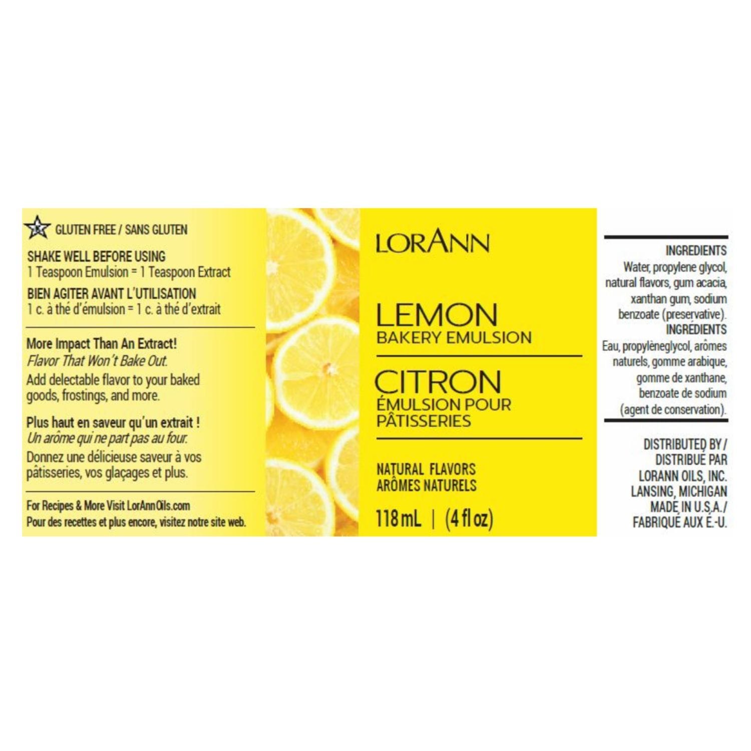 Emulsion De Panaderia Lorann - Limon / Lemon (118 Ml) 2 Emulsion De Panaderia Lorann - Limon / Lemon (118 Ml) - Imagen 2