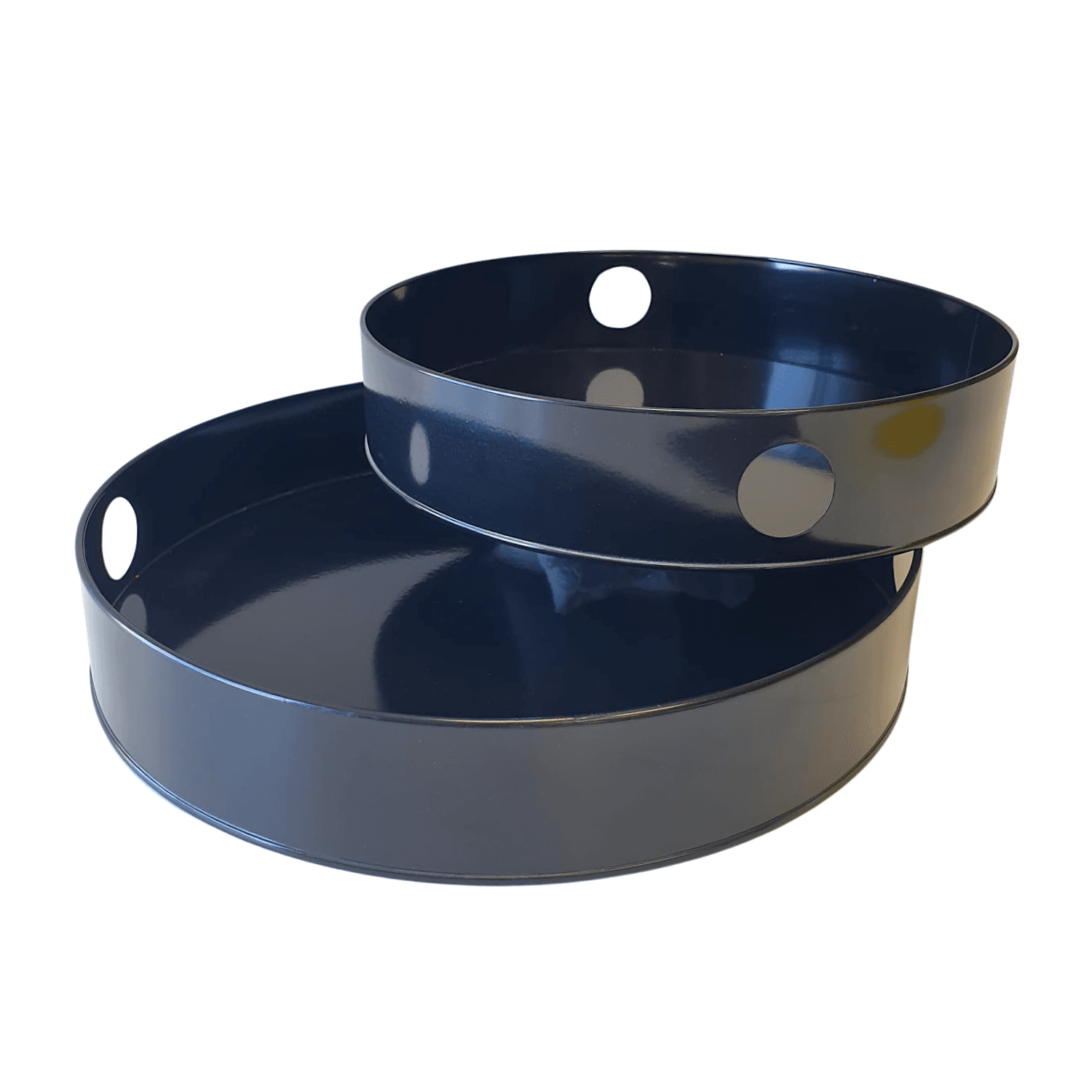 Set Bandejas Metalicas Redondas Negras 2 Set Bandejas Metalicas Redondas Negras - Imagen 2