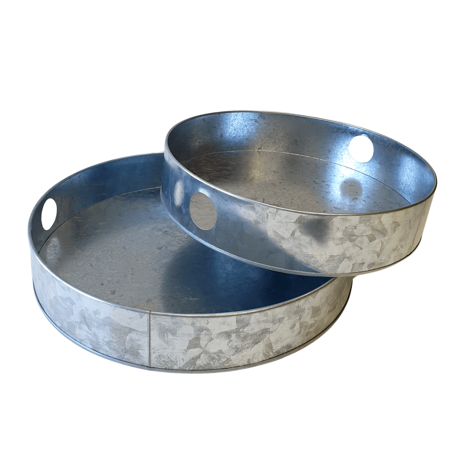 Set Bandejas Metalicas Redondas Plateadas 2 Set Bandejas Metalicas Redondas Plateadas - Imagen 2
