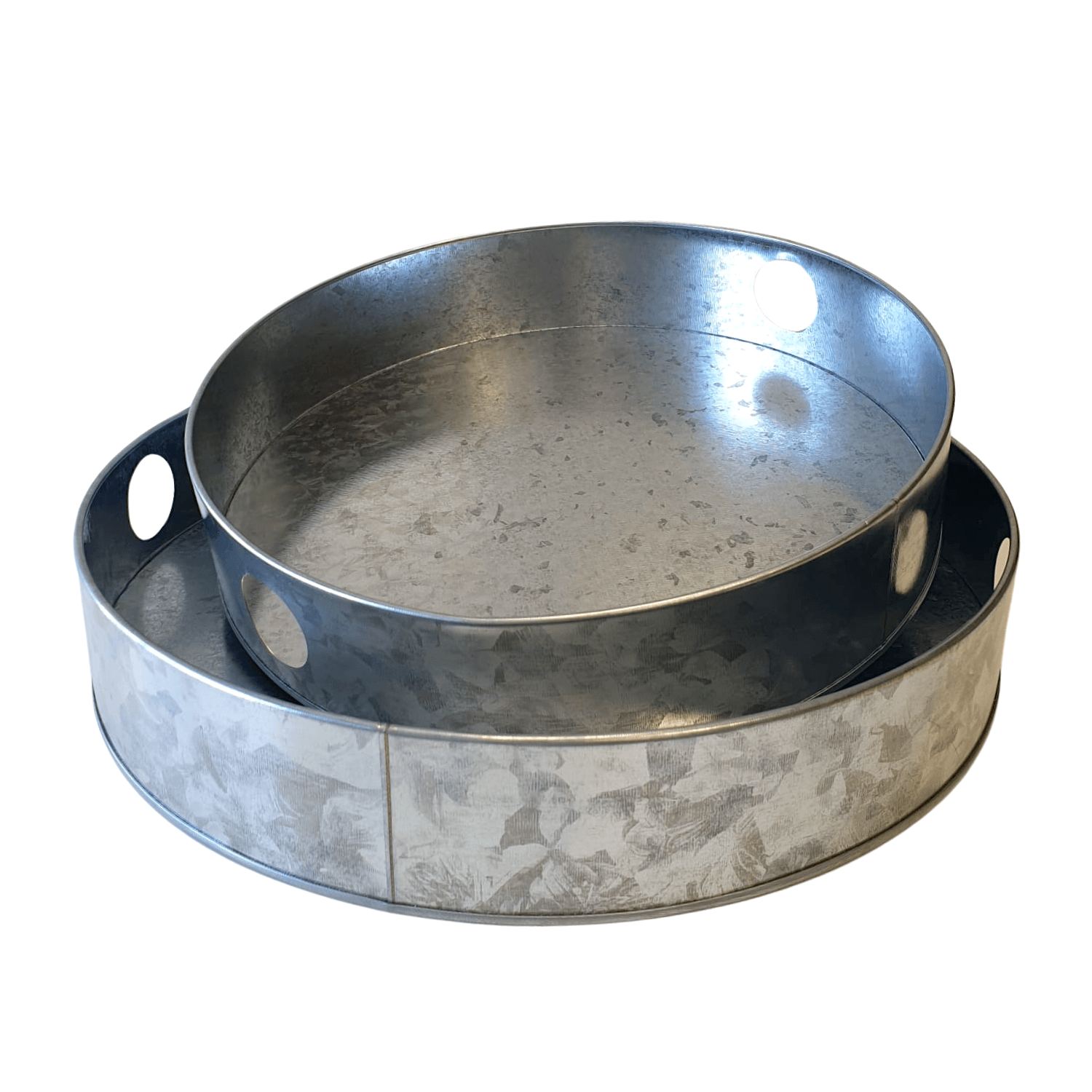 Set Bandejas Metalicas Redondas Plateadas 1 Set Bandejas Metalicas Redondas Plateadas