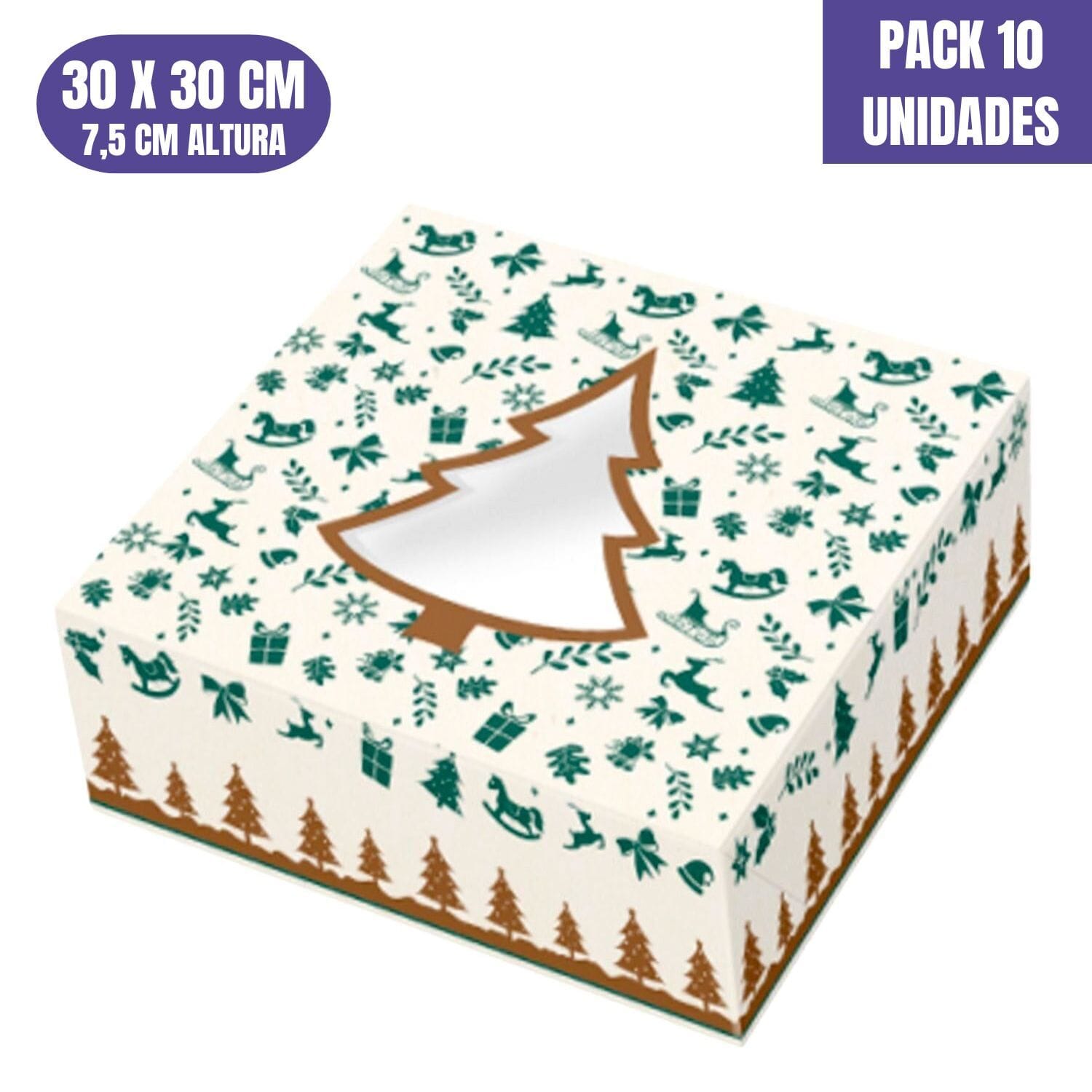 Cajas Para Tartas Arbol De Navidad - 30 X 7,5 Cm (10 Unidades) 1 Cajas Para Tartas Arbol De Navidad - 30 X 7,5 Cm (10 Unidades)