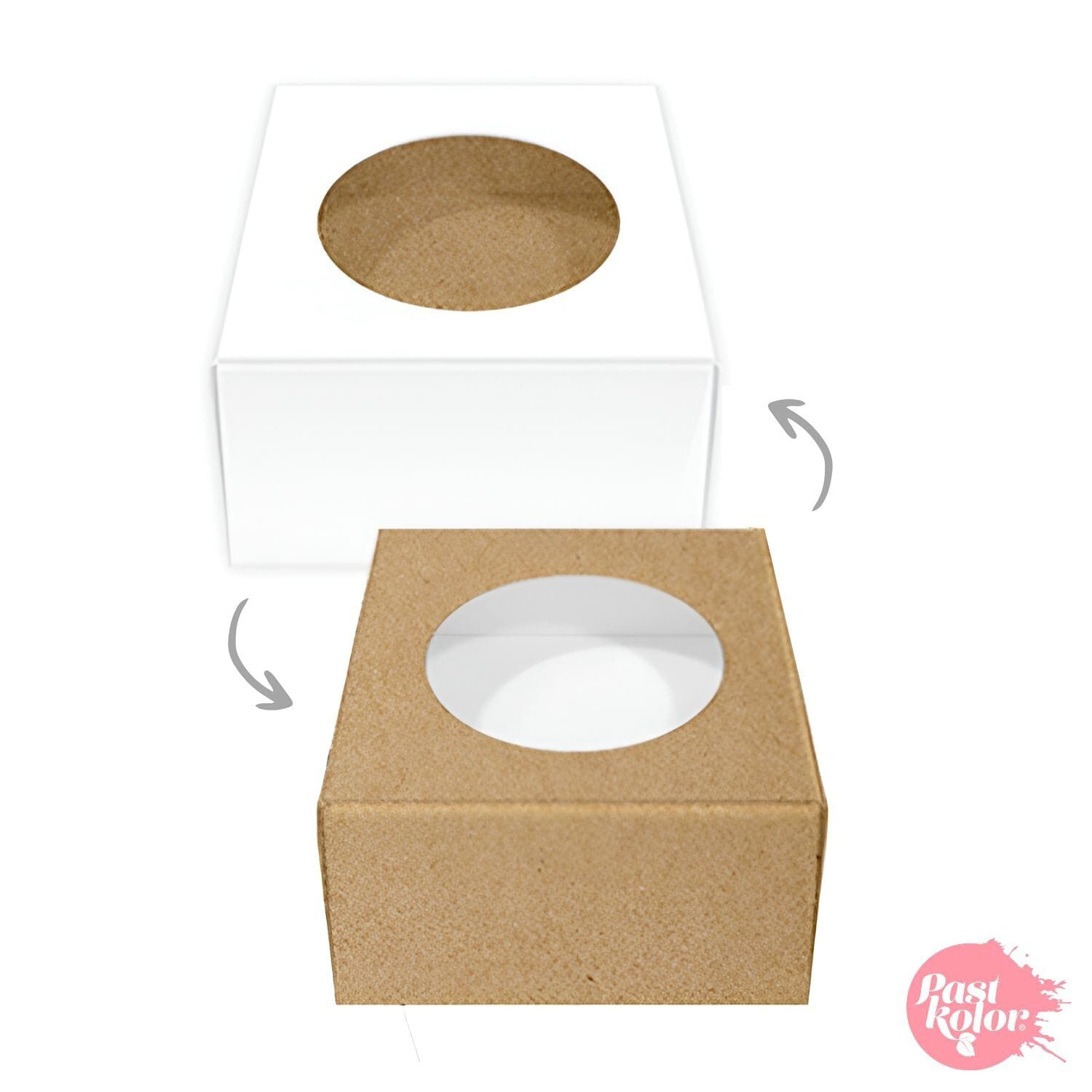 Caja Para Galletas Cuadrada Reversible - Blanca Y Kraft 1 Caja Para Galletas Cuadrada Reversible - Blanca Y Kraft