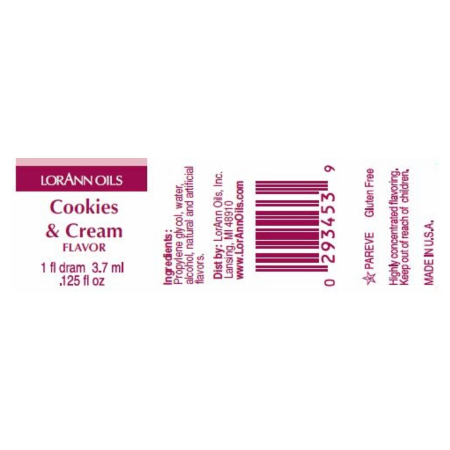 Aroma Concentrado Lorann - Galletas / Cookies & Cream (3,7 Ml) 2 Aroma Concentrado Lorann - Galletas / Cookies & Cream (3,7 Ml) - Imagen 2