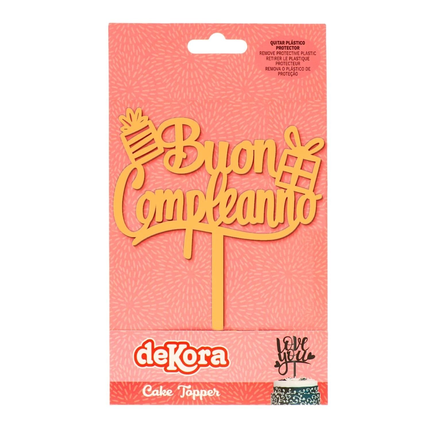 Topper Para Tarta Dorado Dekora - "buon Compleanno" 3 Topper Para Tarta Dorado Dekora - "buon Compleanno" - Imagen 3