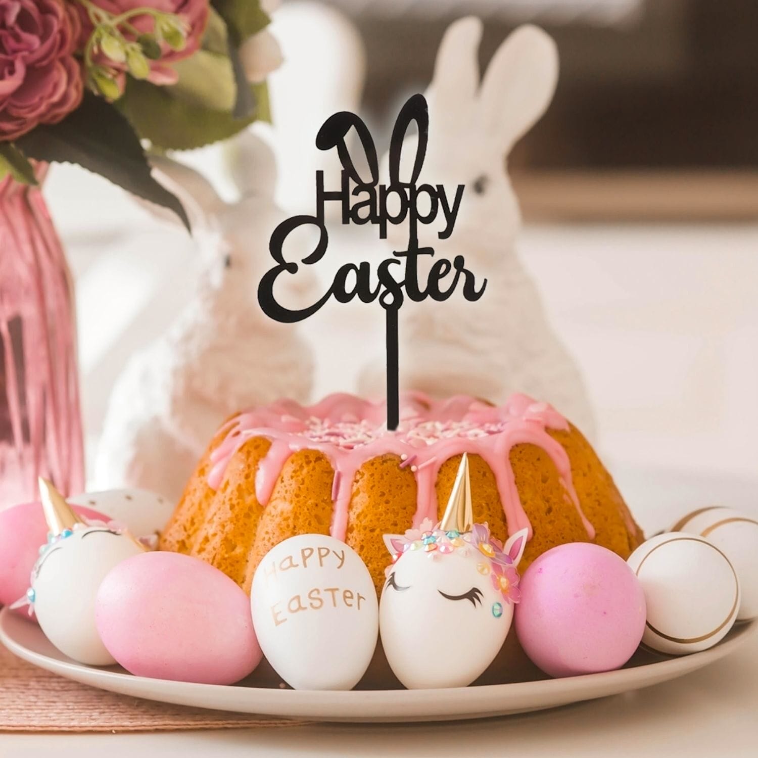 Topper Para Tarta Negro Dekora - "happy Easter" 2 Topper Para Tarta Negro Dekora - "happy Easter" - Imagen 2