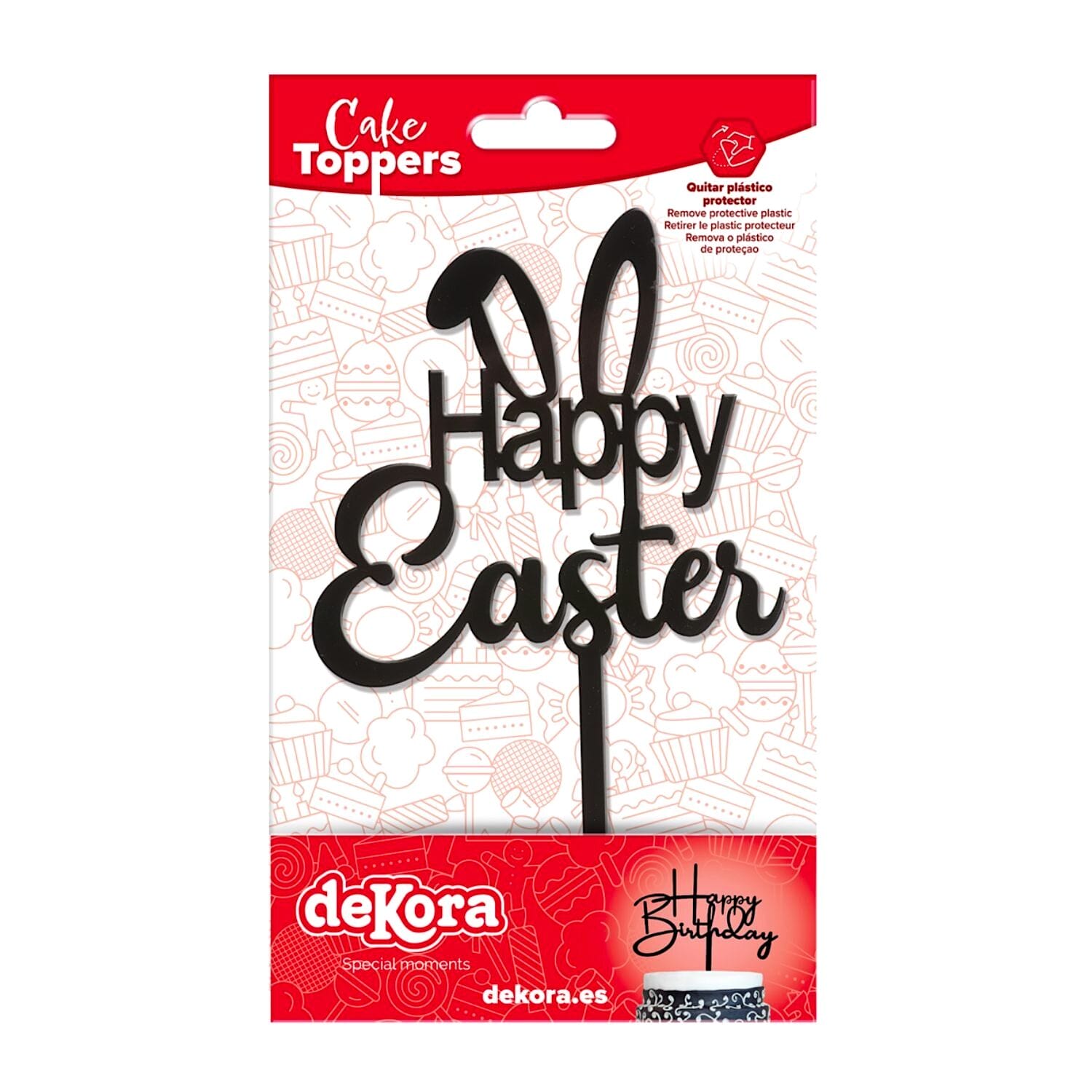 Topper Para Tarta Negro Dekora - "happy Easter" 3 Topper Para Tarta Negro Dekora - "happy Easter" - Imagen 3