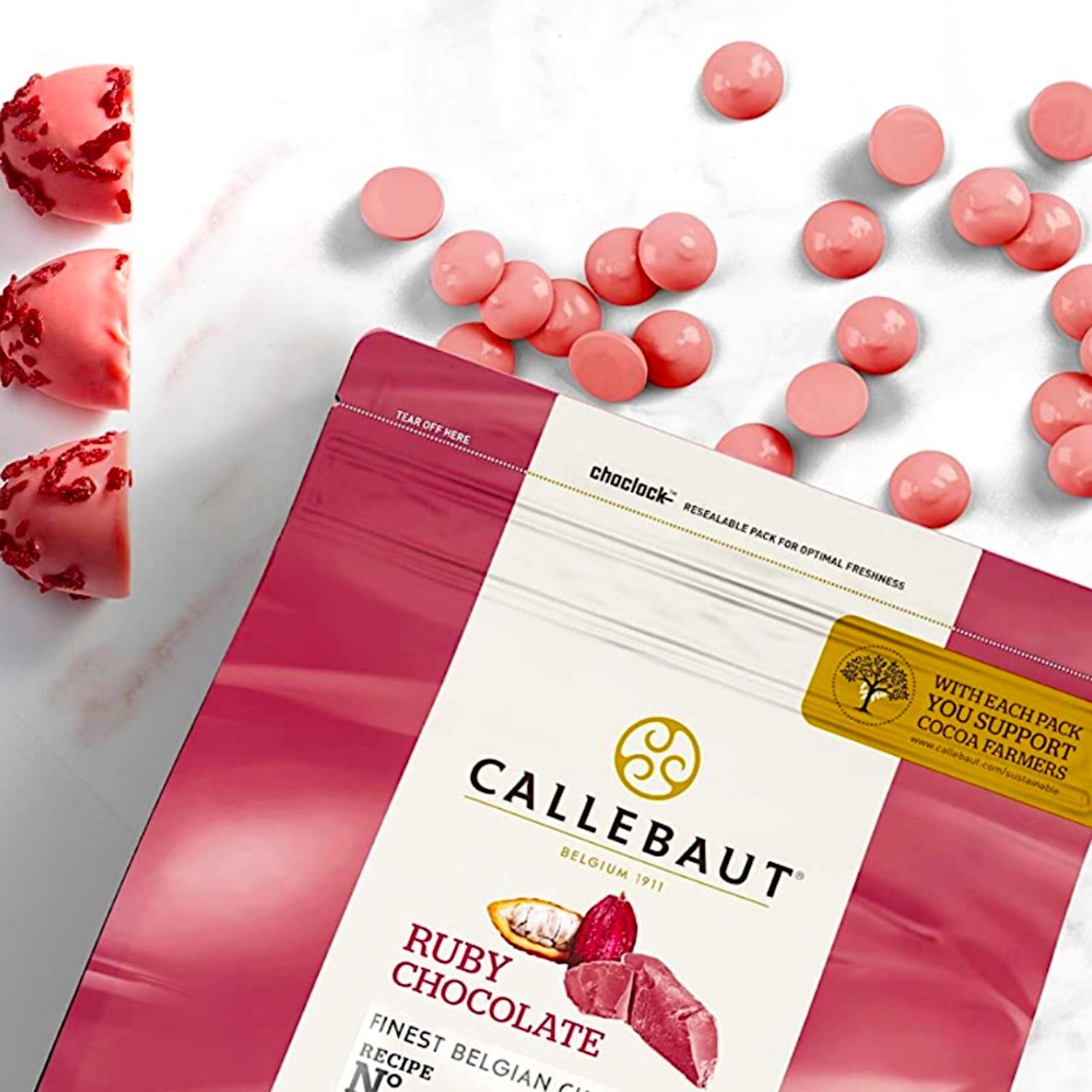 Callets De Chocolate Ruby Callebaut 400 G 2 Callets De Chocolate Ruby Callebaut 400 G - Imagen 2
