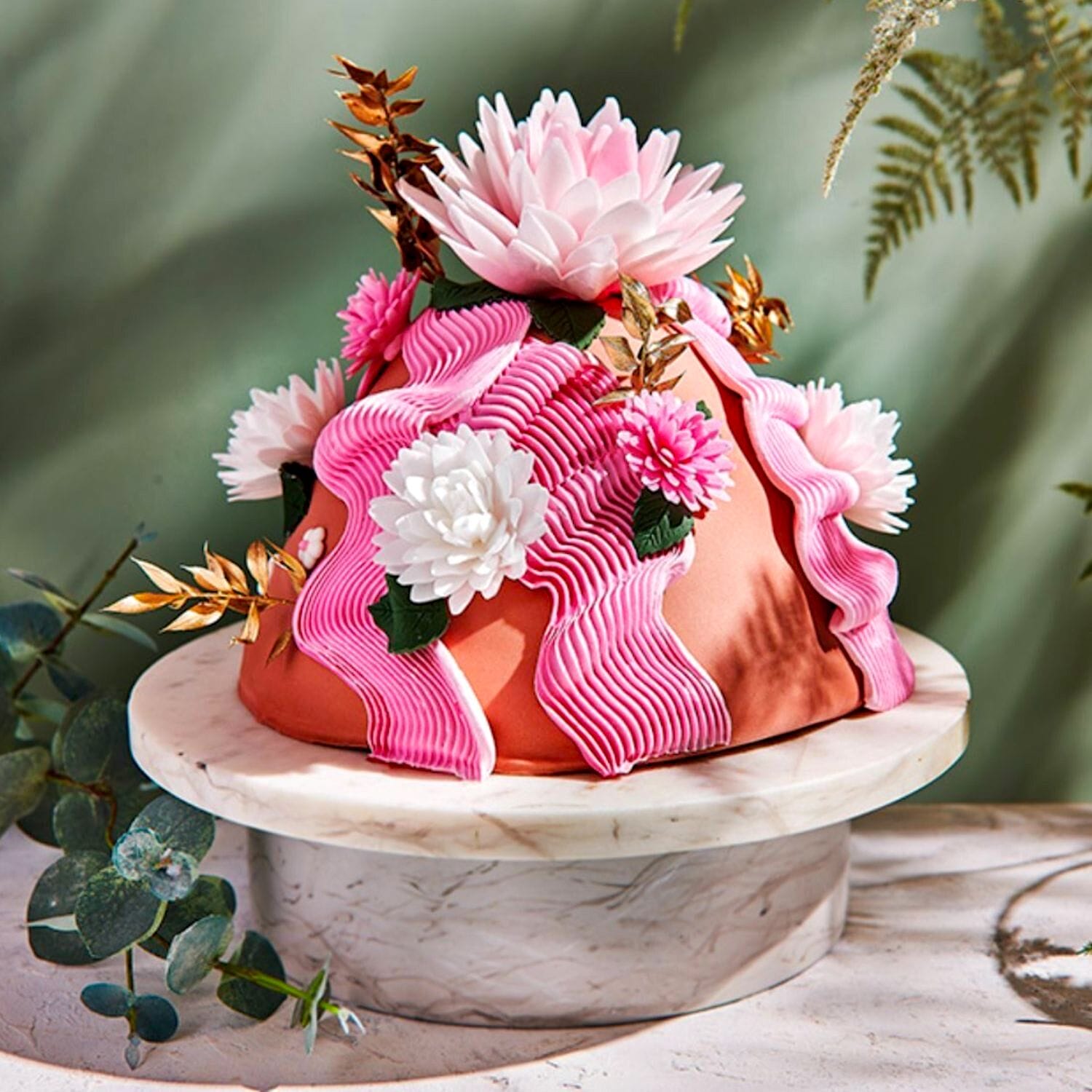 Flor De Papel Comestible Funcakes - Rosa Pastella Amarillo / Naranja Ombre Grande 2 Flor De Papel Comestible Funcakes - Rosa Pastella Amarillo / Naranja Ombre Grande - Imagen 2