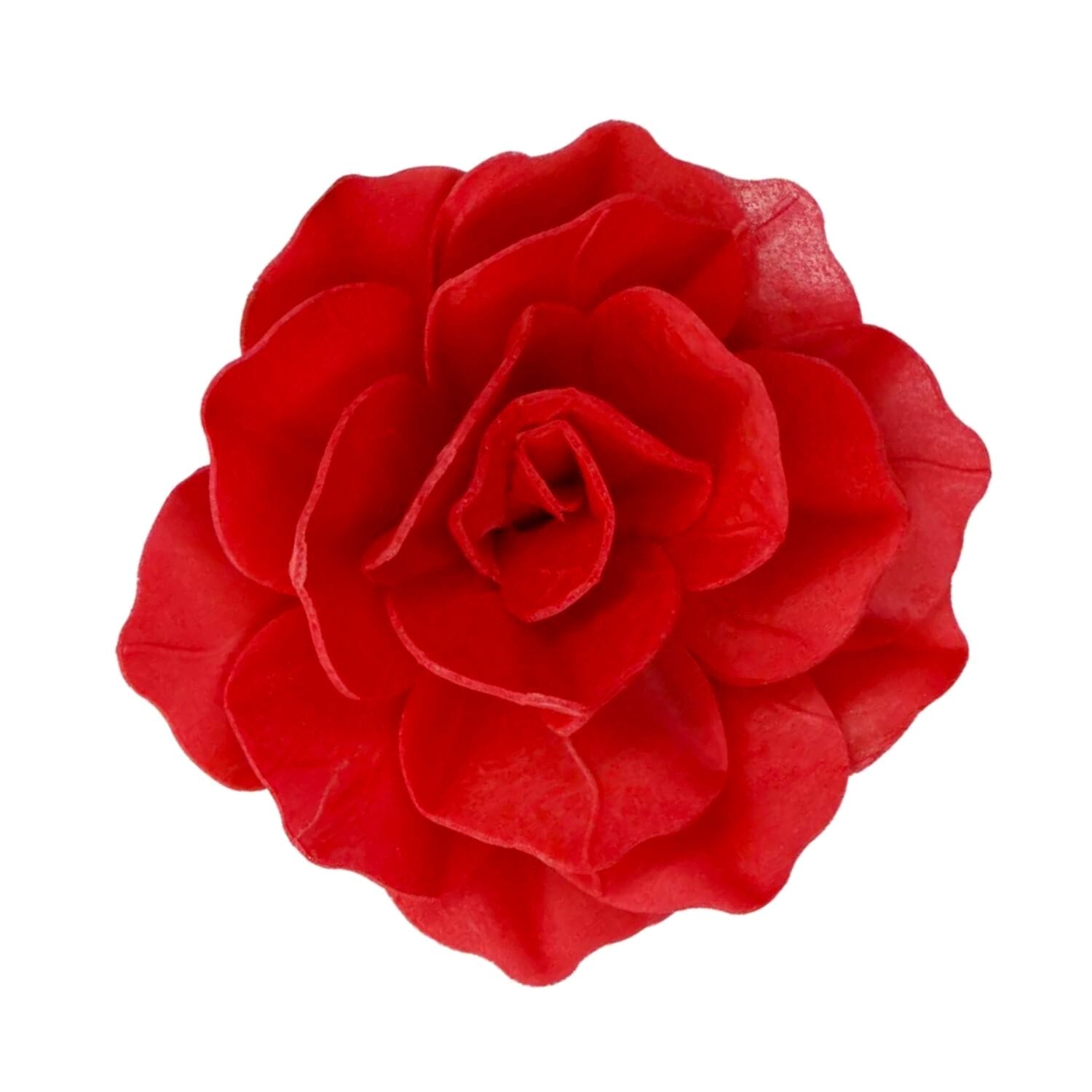 Flor De Papel Comestible Funcakes - Rosa Pastella Roja Grande 1 Flor De Papel Comestible Funcakes - Rosa Pastella Roja Grande