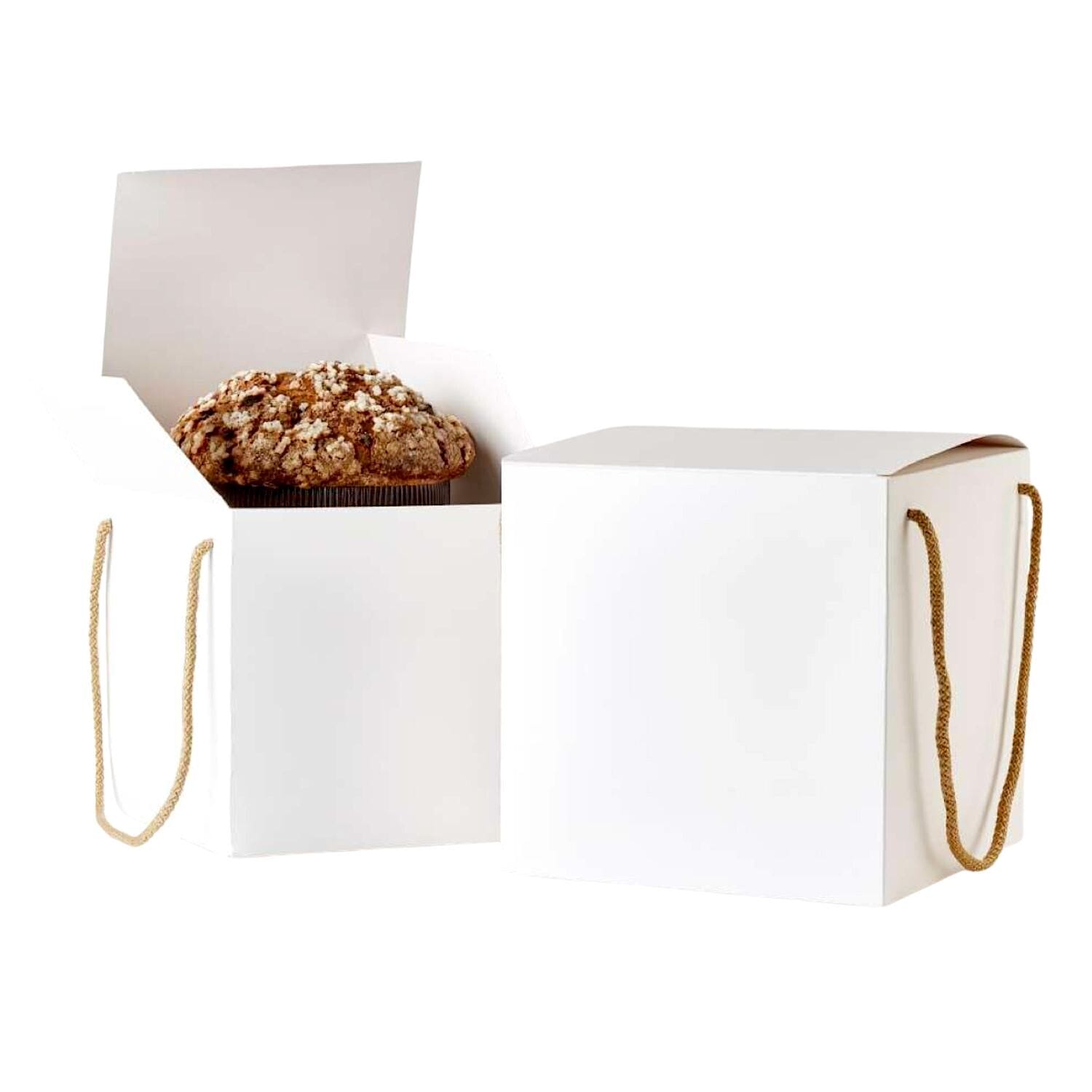 Caja Para Panettone Blanca Con Cuerdas - 21,5 Cm ( 10 Unidades ) 1 Caja Para Panettone Blanca Con Cuerdas - 21,5 Cm ( 10 Unidades )