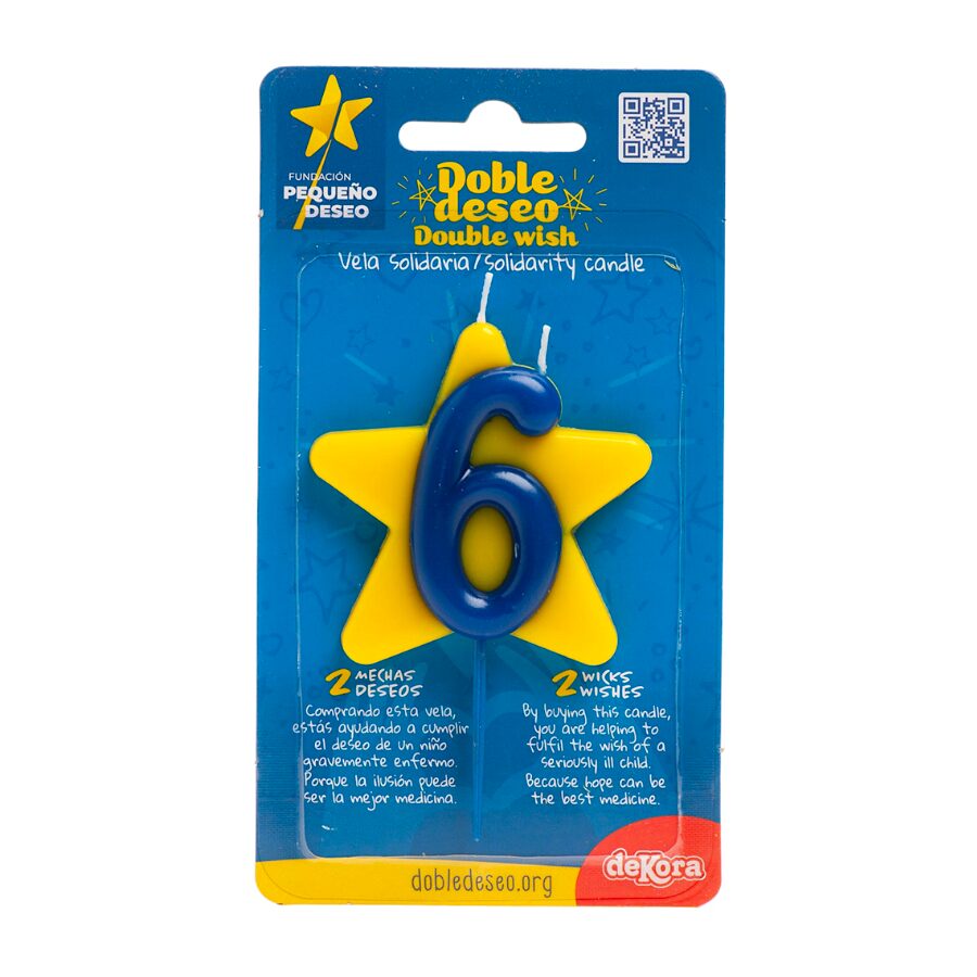 Vela Solidaria "doble Deseo" Dekora - Numero 6 2 Vela Solidaria "doble Deseo" Dekora - Numero 6 - Imagen 2