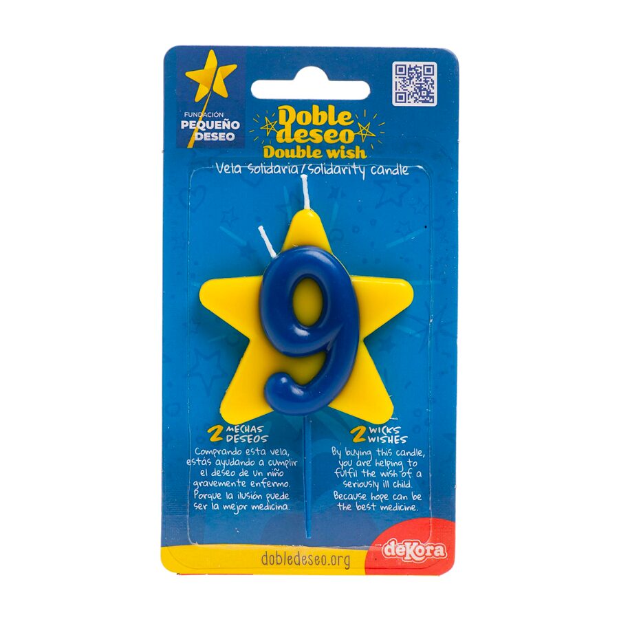 Vela Solidaria "doble Deseo" Dekora - Numero 9 2 Vela Solidaria "doble Deseo" Dekora - Numero 9 - Imagen 2