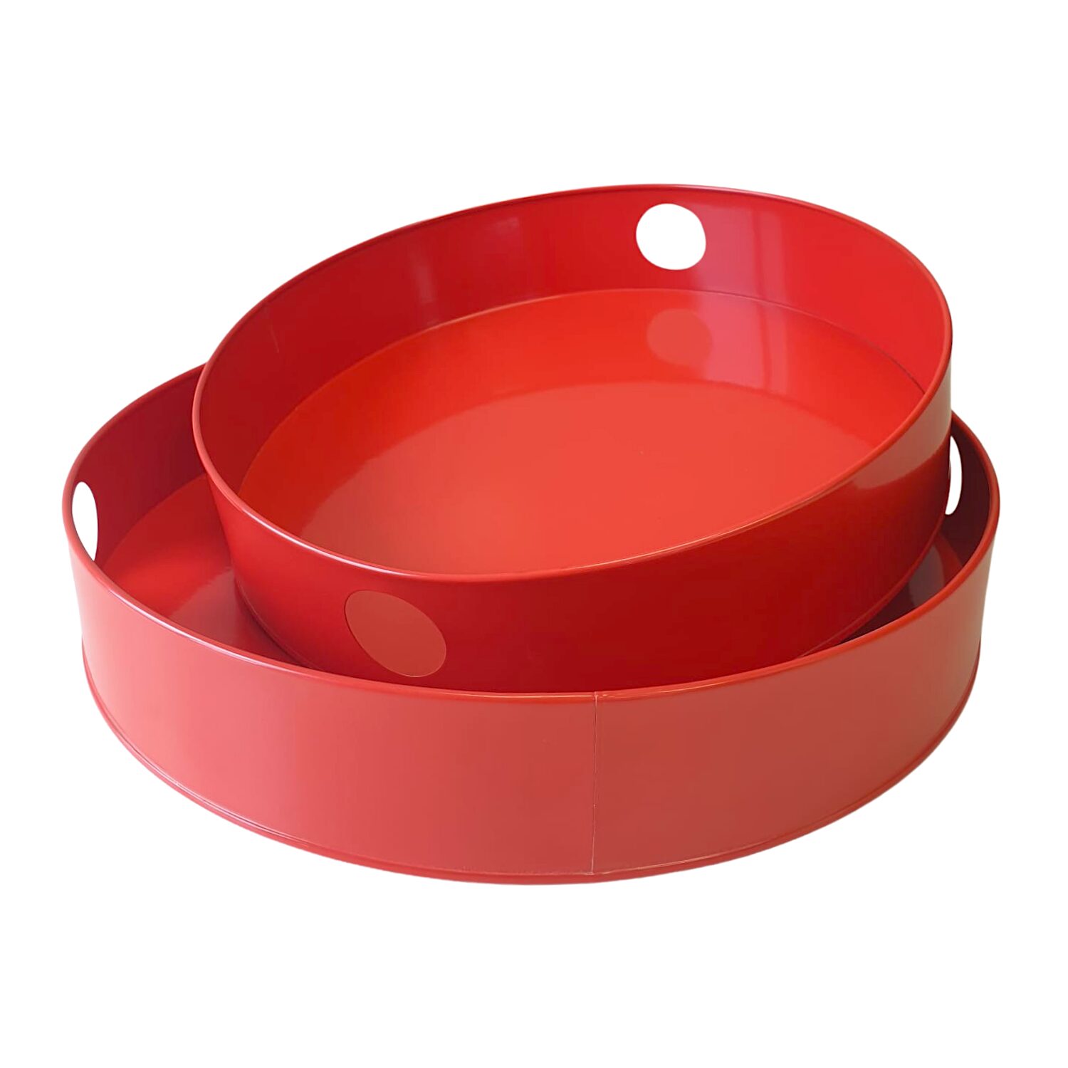 Set Bandejas Metalicas Redondas Rojas 1 Set Bandejas Metalicas Redondas Rojas