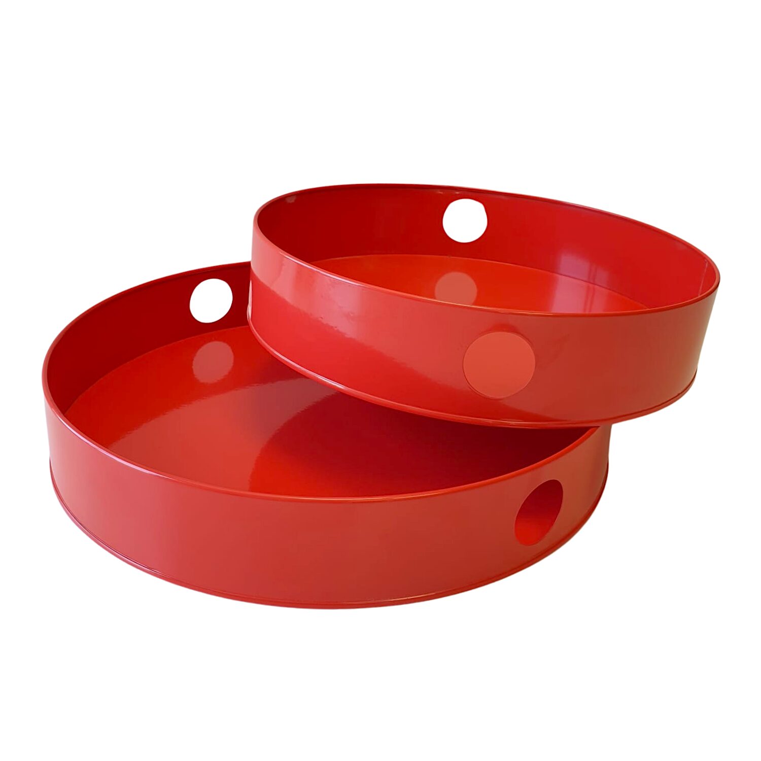 Set Bandejas Metalicas Redondas Rojas 2 Set Bandejas Metalicas Redondas Rojas - Imagen 2