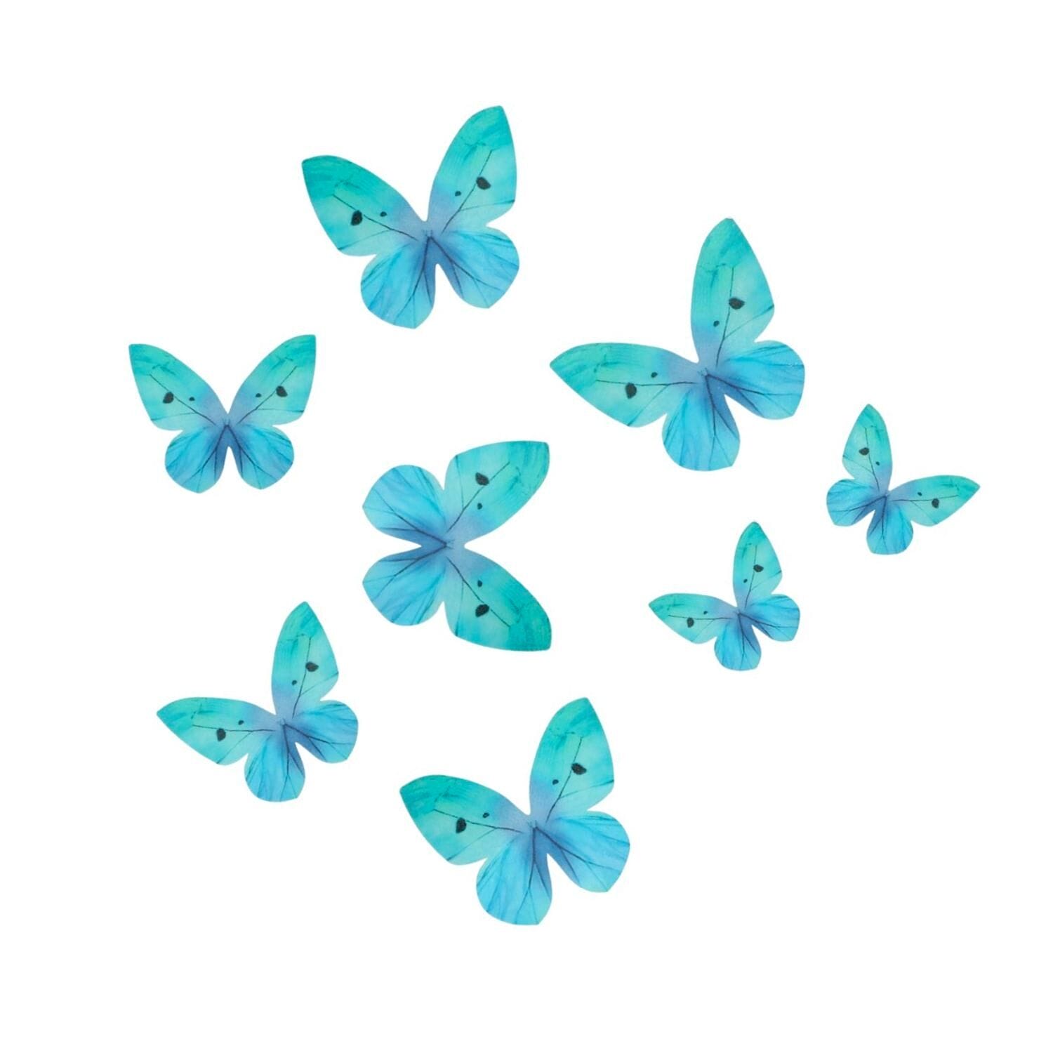 Mariposas Comestibles De Oblea Wilton - Azules Ombre 2 Mariposas Comestibles De Oblea Wilton - Azules Ombre - Imagen 2