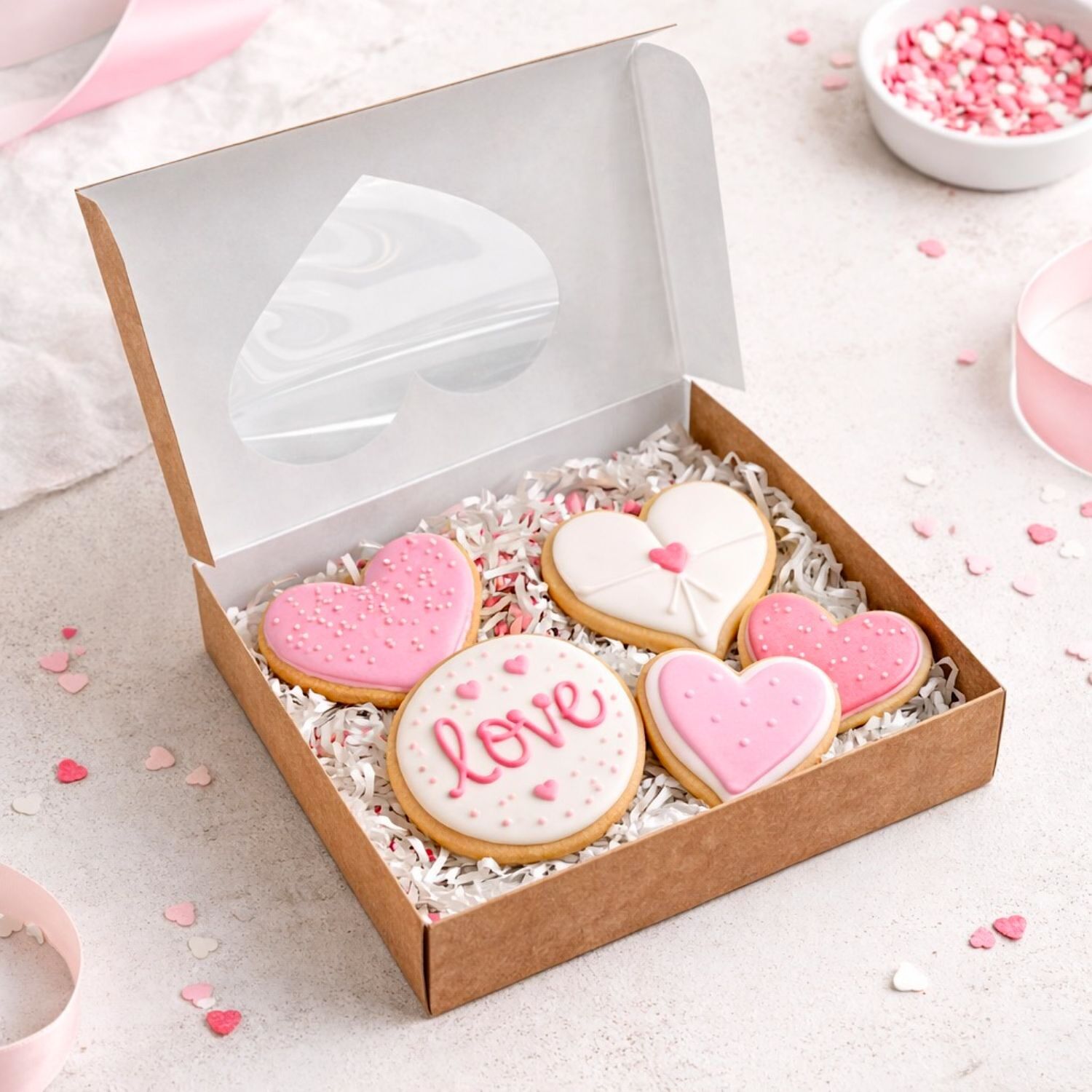 Caja Kraft Con Ventana De Corazon - 17 X 3,5 Cm 2 Caja Kraft Con Ventana De Corazon - 17 X 3,5 Cm - Imagen 2