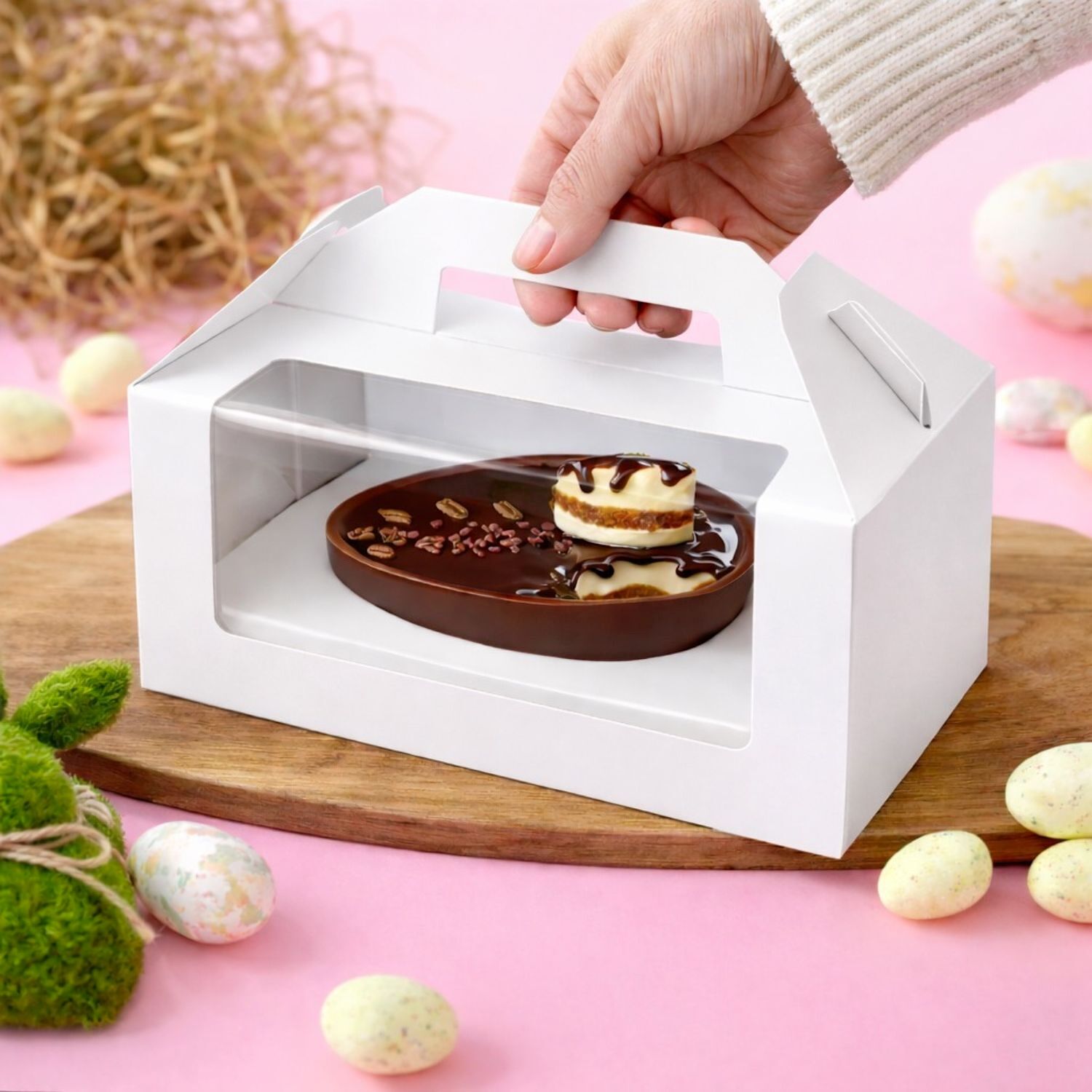Caja Blanca Con Ventana Para Huevo De Pascua Con Base Ajustable 2 Caja Blanca Con Ventana Para Huevo De Pascua Con Base Ajustable - Imagen 2