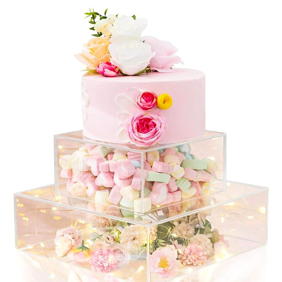 Soporte Cuadrado Transparente Para Tartas - 20 Cm / H 10 Cm 2 Soporte Cuadrado Transparente Para Tartas - 20 Cm / H 10 Cm - Imagen 2