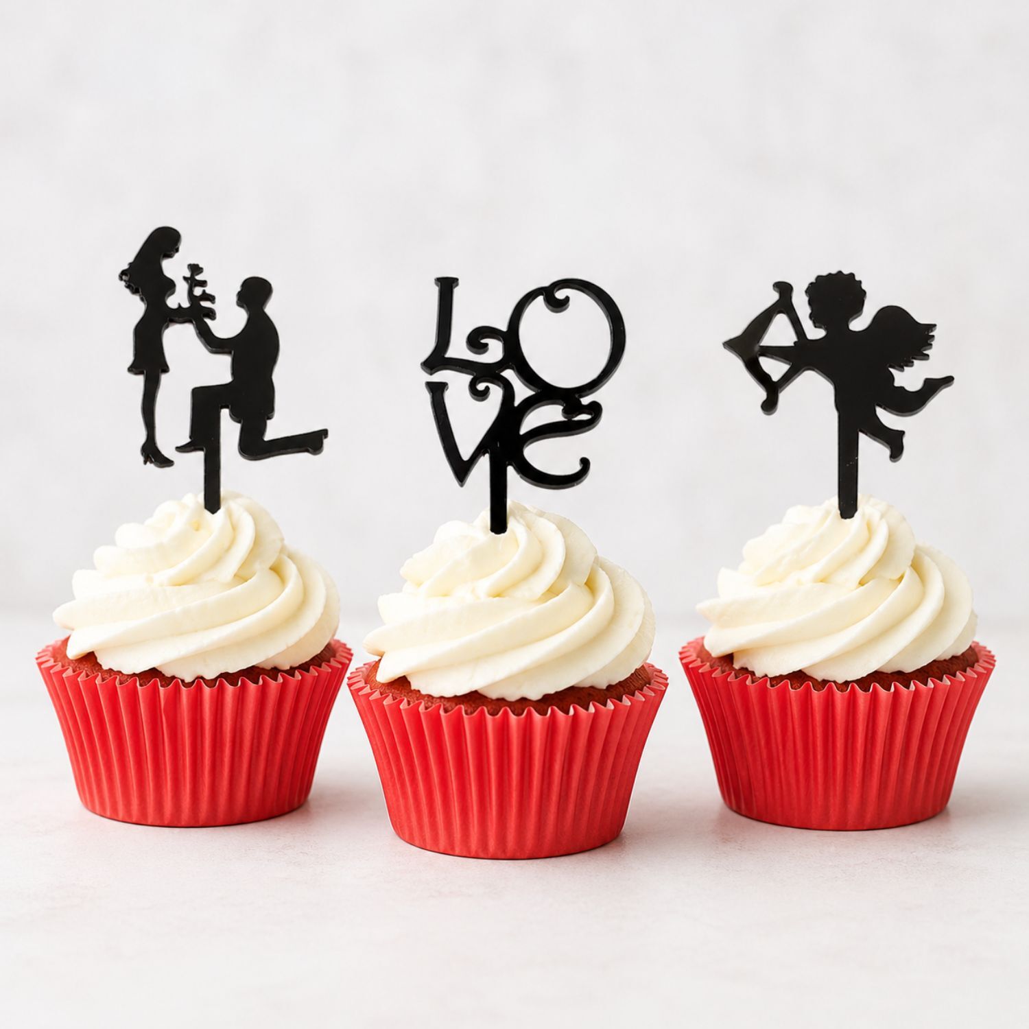 Set Cupcakes San ValentÍn Con Capsulas Rojas Y Toppers (24 U) 2 Set Cupcakes San ValentÍn Con Capsulas Rojas Y Toppers (24 U) - Imagen 2