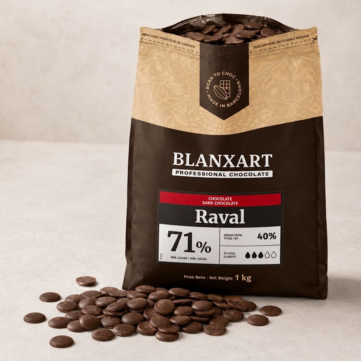 Cobertura De Chocolate Negro Raval (71 %) Blanxart - 1 Kg 3 Cobertura De Chocolate Negro Raval (71 %) Blanxart - 1 Kg - Imagen 3