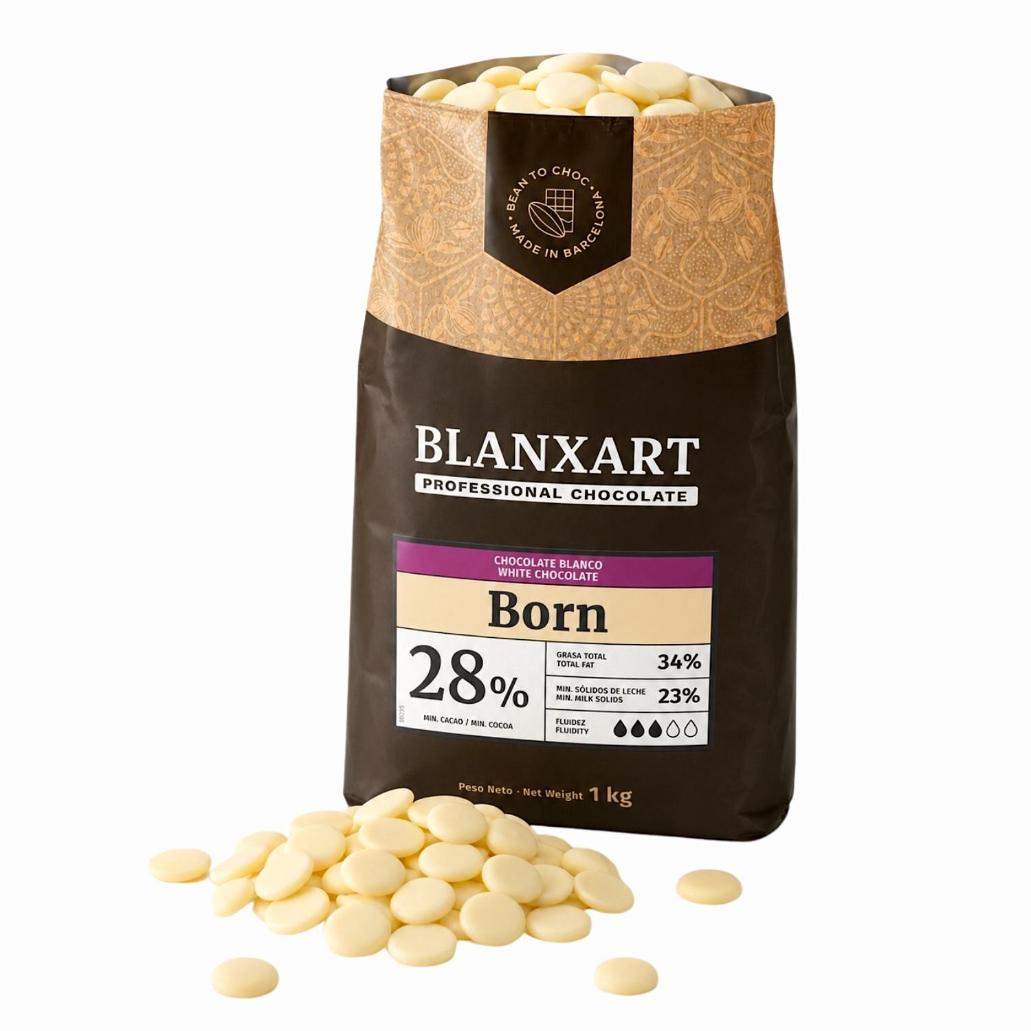 Cobertura De Chocolate Blanco Born (28 %) Blanxart - 1 Kg 2 Cobertura De Chocolate Blanco Born (28 %) Blanxart - 1 Kg - Imagen 2