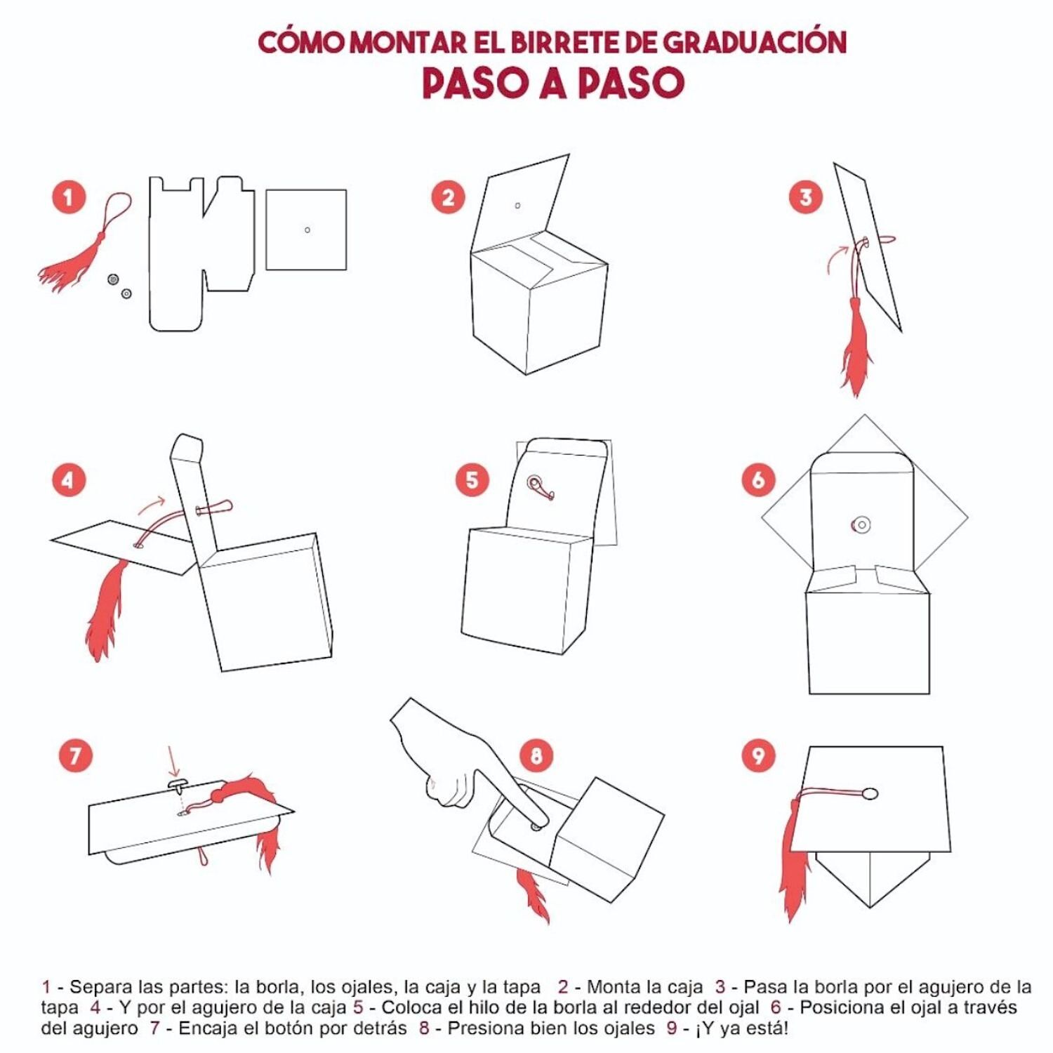 Caixa Para Doces Barrete De Finalista Com Borla Mopec - 9 X 6 X 9 Cm 2 Caixa Para Doces Barrete De Finalista Com Borla Mopec - 9 X 6 X 9 Cm - Imagen 2